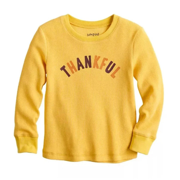 NWT Boy's Jumping Beans THANKSGIVING thermal long sleeve "Thankful" shirt - Picture 1 of 1